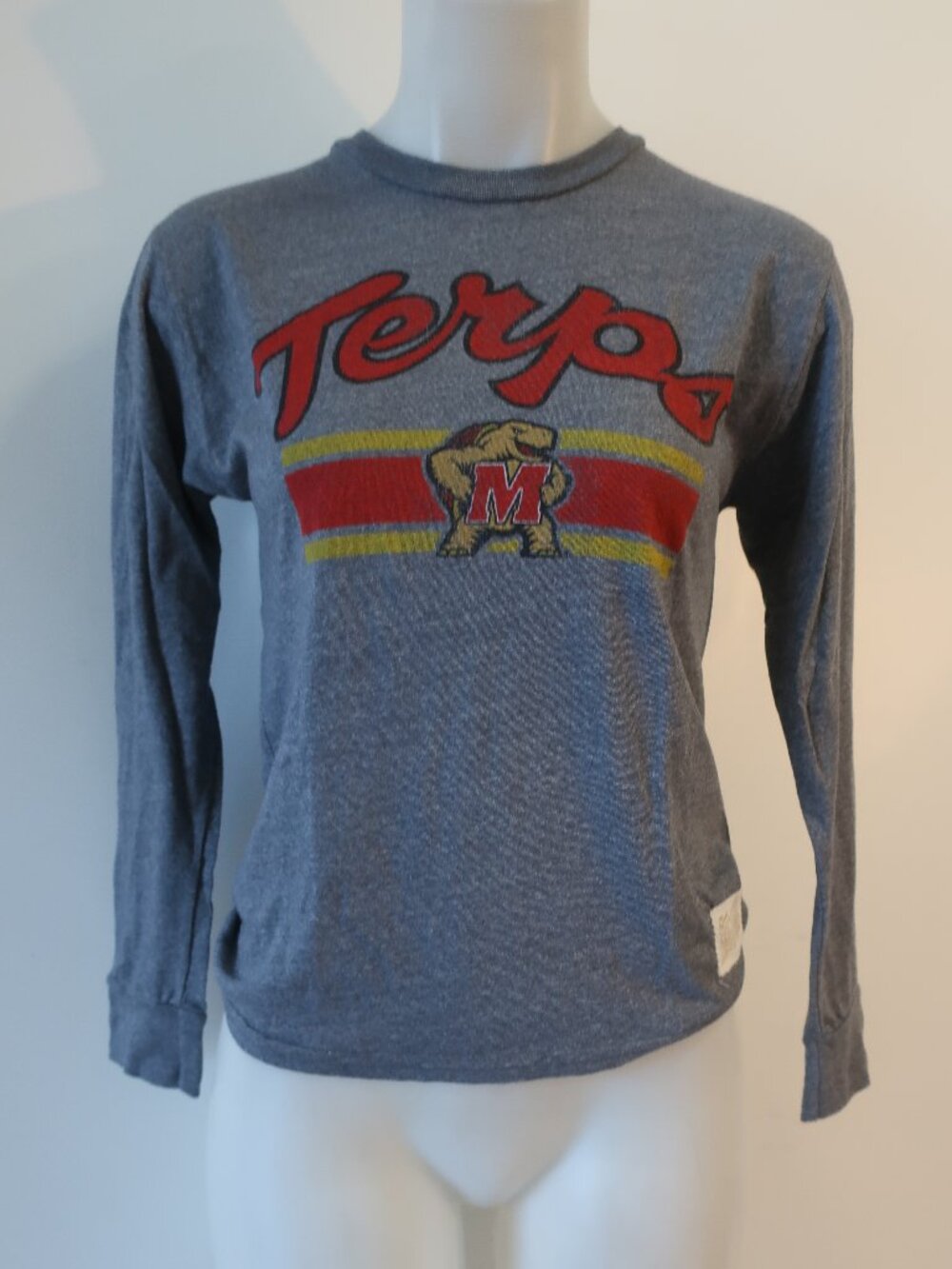 Boys Original Retro Brand Gray Red (Item- 40) Long Slv Terps Graphic T-Shirt M